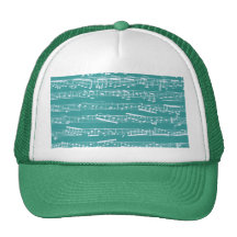 Aqua Blue music notes Trucker Hat