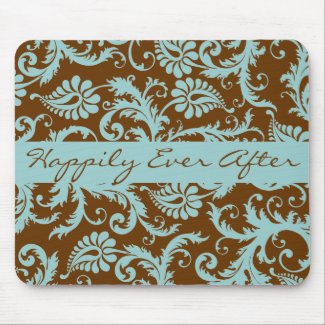 Aqua Blue on Brown Wedding Mousepad Gifts mousepad