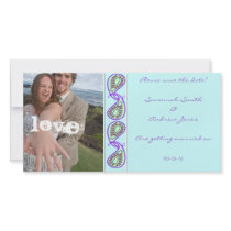 Aqua Blue Paisley Save the Date with Your Photo photo cards