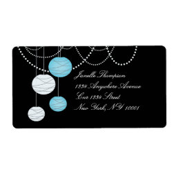 Aqua Blue Paper Lanterns Wedding Address Label label