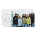 Aqua Blue Pine Tree & Snowflake Merry Christmas photo cards