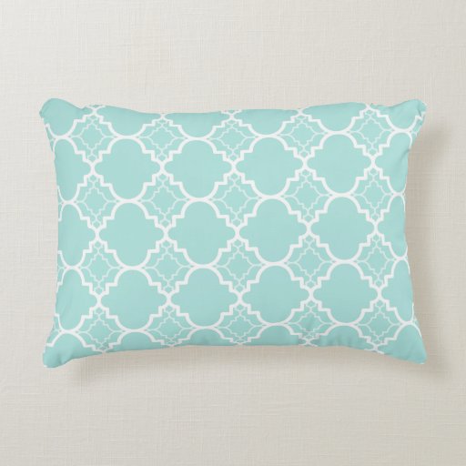 Aqua Blue Quatrefoil Geometric Pattern Decorative Pillow Zazzle