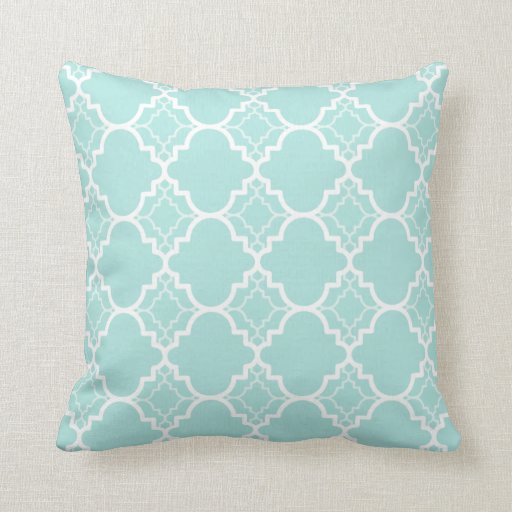 Aqua Blue Quatrefoil Geometric Pattern Throw Pillow Zazzle