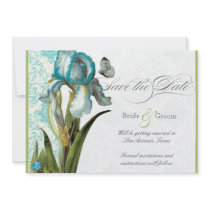 Aqua Blue Quatrefoil Save the Date Announcement