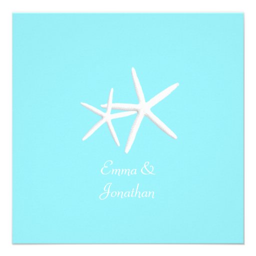 Aqua Blue Starfish Beach Wedding Invitations