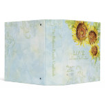 Aqua Blue Sunflower Floral Swirl Modern Wedding binders