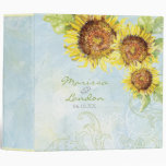 Aqua Blue Sunflower Floral Swirl Modern Wedding Vinyl Binders