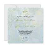 Aqua Blue Sunflower Floral Swirl Modern Wedding Invites