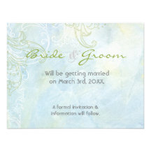 Aqua Blue Sunflower Floral Swirl Modern Wedding Custom Announcements