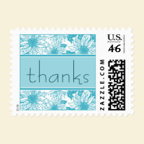 Aqua Blue Sunflower Thank You Wedding Stamp stamps