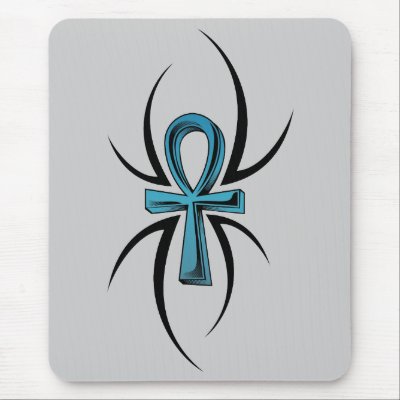 Aqua Blue Tattoo Symbol Mousepad by Jamene_Clothing