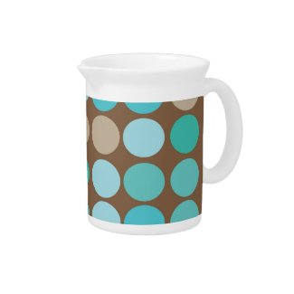 Aqua Blue Teal & Brown Dots Modern Abstract Beverage Pitchers