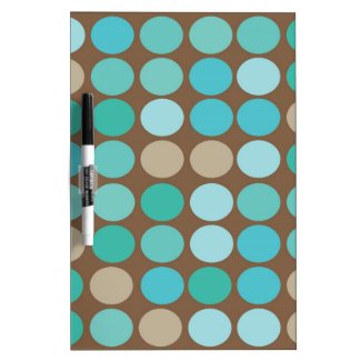 Aqua Blue Teal & Brown Dots Modern Pattern Dry-Erase Whiteboard