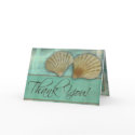 Aqua blue thank you - with sea shells cards by perfectpostage Aqua blue thank you - with sea shells cards
