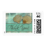 Aqua blue thank you - with sea shells postage stamps