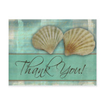 Aqua blue thank you - with sea shells postcards by perfectpostage Aqua blue thank you - with sea shells postcards