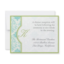 Aqua Blue Toile Quatrefoil - Reception Invitation