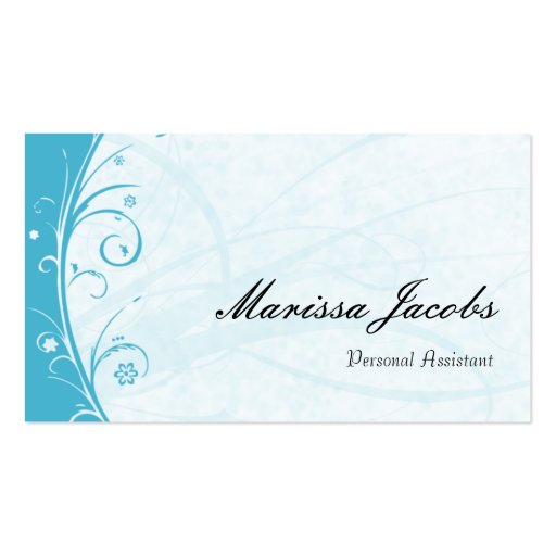 Aqua Blue Vibrant Personal Assistant Business Card (front side)