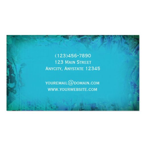 Aqua Blue Watercolor Abstract Business Card (back side)