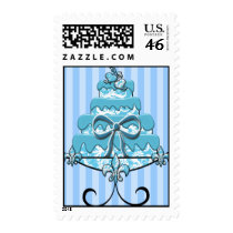 Aqua Blue Wedding Cake postage by samack Aqua Blue Wedding Cake postage