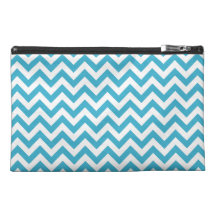 Aqua Blue White Chevron Pattern Travel Accessories Bag