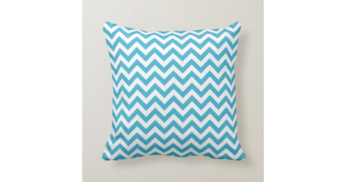 Aqua Blue White Chevron Pattern Throw Pillow Zazzle