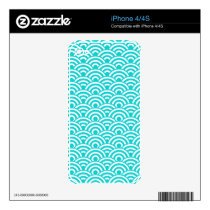 Aqua Blue White Japanese Wave Pattern skins
