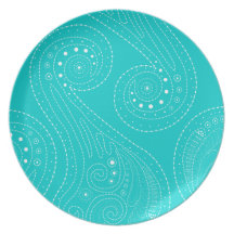 Aqua Blue & White Swirls Dinner Plate