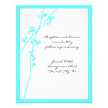 Aqua Blue Wild Flower Branch Wedding Reception Custom Invitations