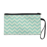Aqua Blue Zigzag Pattern Wristlet Clutch
