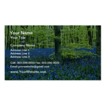 Aqua Bluebell Woods flowers Business Card Template