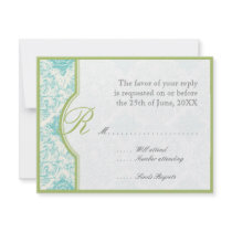 Aqua BlueToile  Quatrefoil RSVP Responce Cards Personalized Invitations