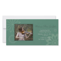 Aqua Bohemian Graduation Announcement Personalized Photo Card