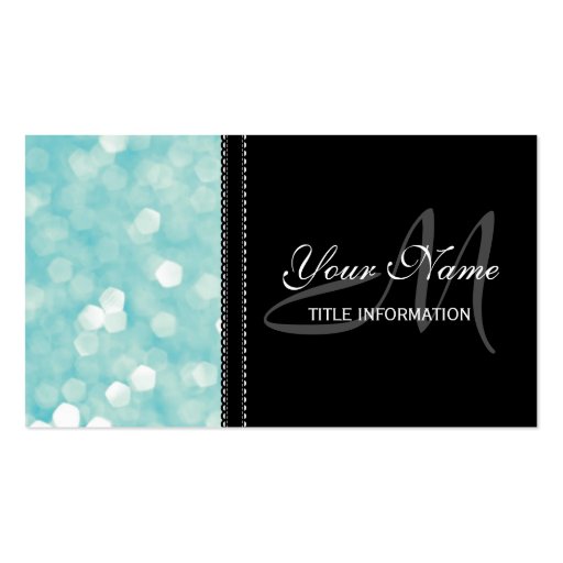 Aqua Bokeh Glitter Sparkles Business Cards (front side)