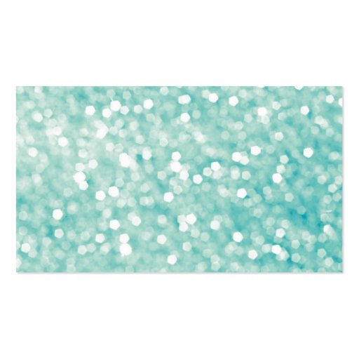 Aqua Bokeh Lights Glitter Sparkles and Monogram Business Cards (back side)