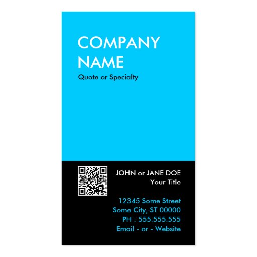 aqua bold design your own QR code Business Card (front side)
