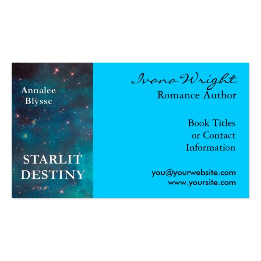 Aqua Book Cover Author Business Card (front side)