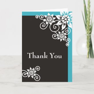 Aqua Border : : Designer Thank You Cards card