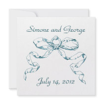 Aqua Bow Swag Wedding Invitation