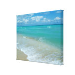 Aqua Bright Blue Beach Waves Stretched Canvas Prints