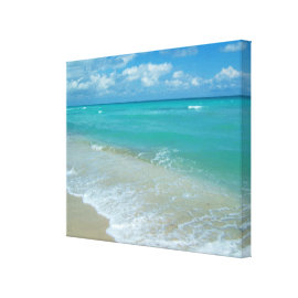 Aqua Bright Blue Beach Waves Stretched Canvas Prints