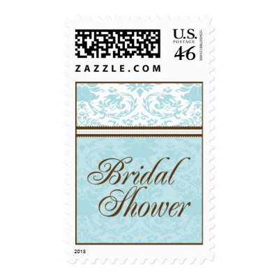 Aqua &amp; Brown Bridal Shower Medium Postage