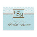 Aqua & Brown Bridal Shower Postcard