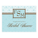 Aqua & Brown Bridal Shower Postcard