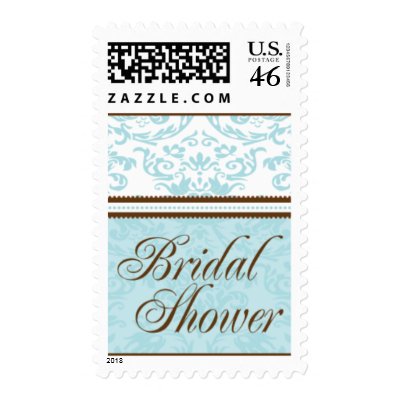 Aqua & Brown Bridal Shower Small Postage