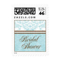 Aqua & Brown Bridal Shower Small Postage postage by twoheartsshoppe Aqua & Brown Bridal Shower Small Postage postage