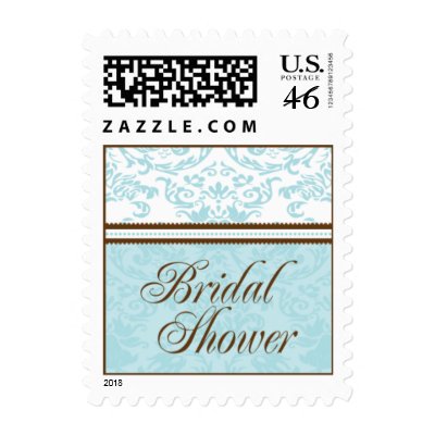 Aqua & Brown Bridal Shower Small Postage
