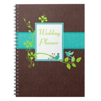 Aqua Brown Green White Wedding Planner Notebook notebook