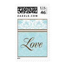 Aqua & Brown Love Medium Postage postage
