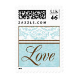 Aqua & Brown Love Small Postage postage